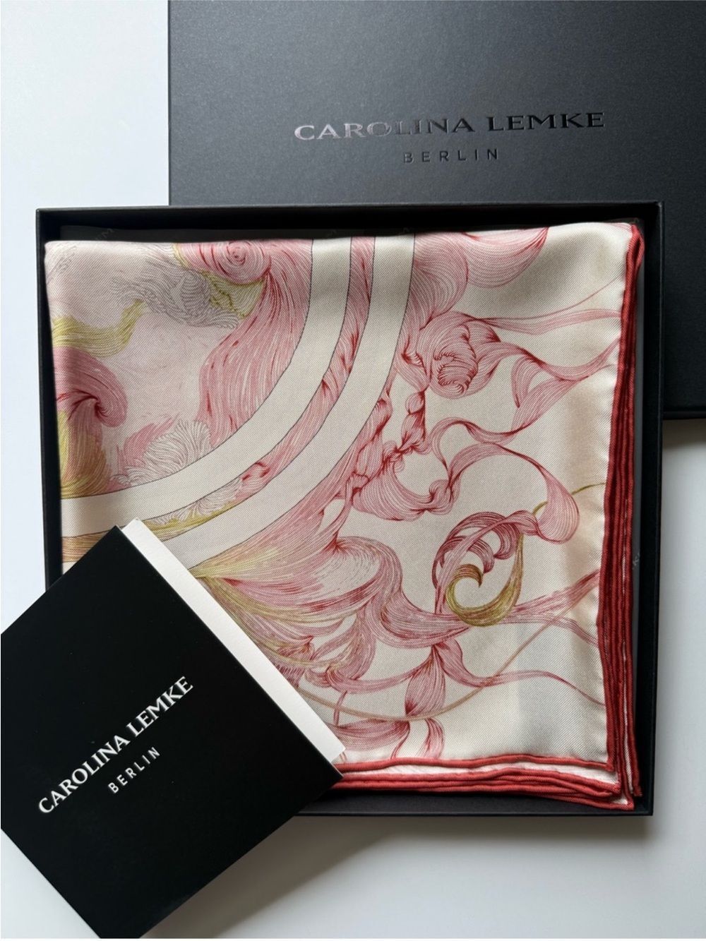 Carolina Lemke Celestial Rose Silk Scarf With Hand Rolled Edges - 045